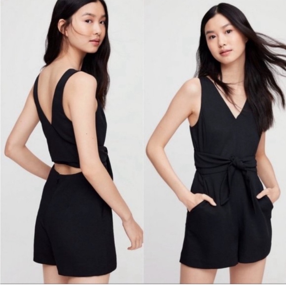 Aritzia Wilfred Ecoulement Mini Romper Size 2 Black Business Dressy Shorts Sexy